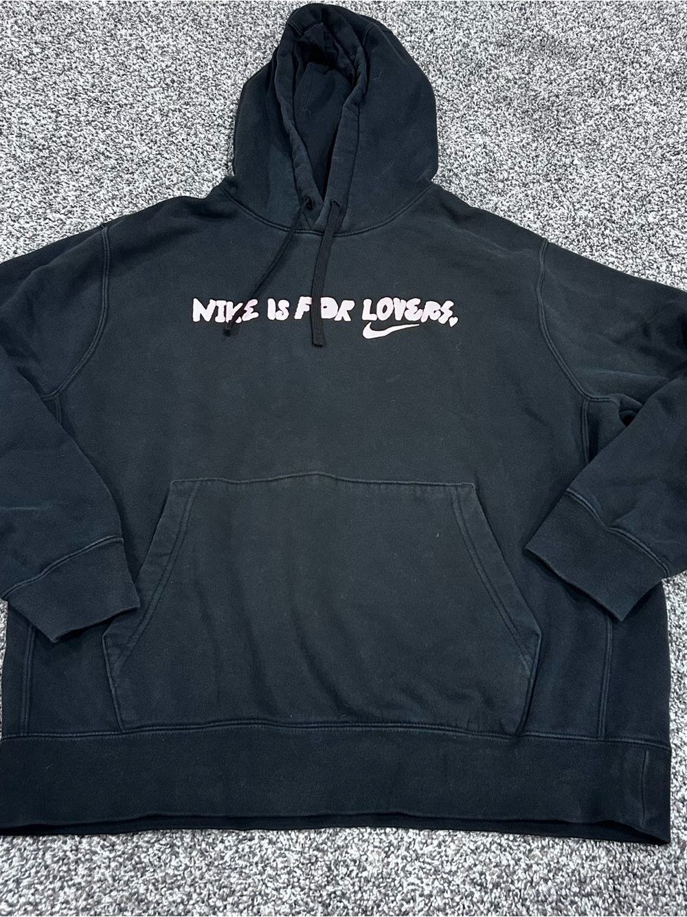 RARE Nike “Nike Is For Lovers” Black Pink Pullover Hoodie Graphic Large